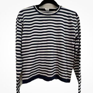 Sweaty Betty Active Top Navy/White Stripes. Small Stretchy Preppy Fitness Fun